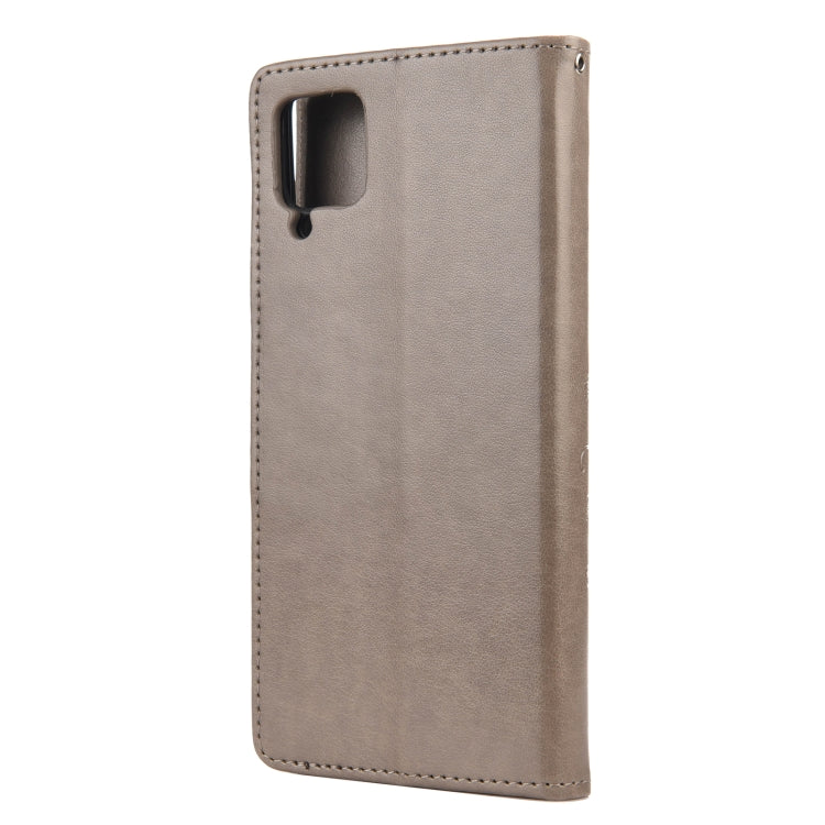 For Samsung Galaxy A12 5G Butterfly Flower Pattern Horizontal Flip Leather Case with Holder & Card Slots & Wallet(Grey) by buy2fix