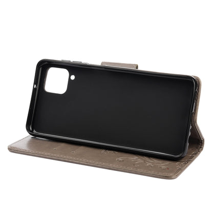 For Samsung Galaxy A12 5G Butterfly Flower Pattern Horizontal Flip Leather Case with Holder & Card Slots & Wallet(Grey) by buy2fix