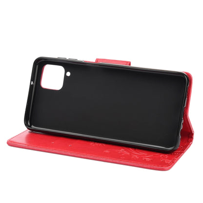 For Samsung Galaxy A12 5G Butterfly Flower Pattern Horizontal Flip Leather Case with Holder & Card Slots & Wallet(Red) by buy2fix
