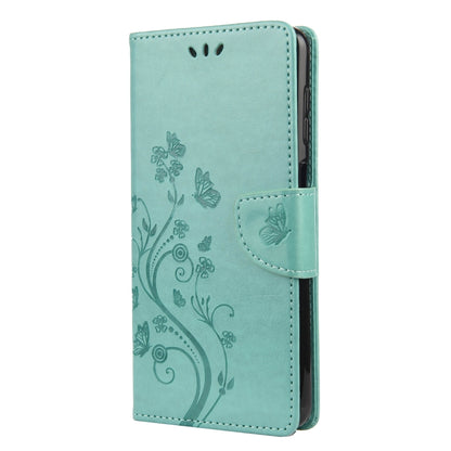 For Samsung Galaxy A12 5G Butterfly Flower Pattern Horizontal Flip Leather Case with Holder & Card Slots & Wallet(Green) by buy2fix