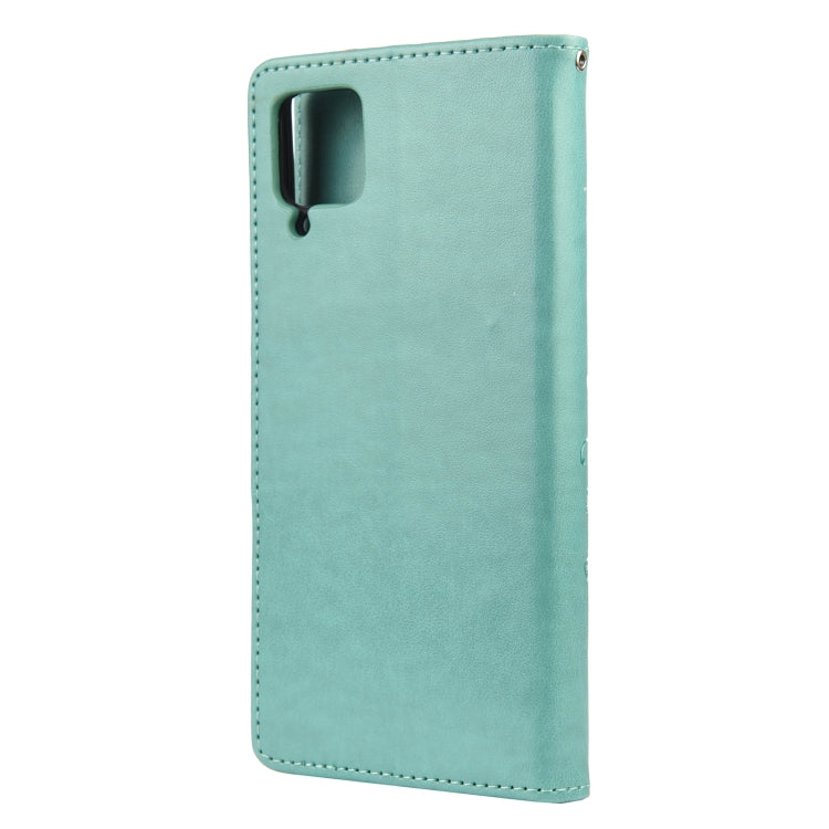 For Samsung Galaxy A12 5G Butterfly Flower Pattern Horizontal Flip Leather Case with Holder & Card Slots & Wallet(Green) by buy2fix