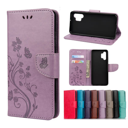 For Samsung Galaxy A32 4G Butterfly Flower Pattern Horizontal Flip Leather Case with Holder & Card Slots & Wallet(Light Purple) by buy2fix