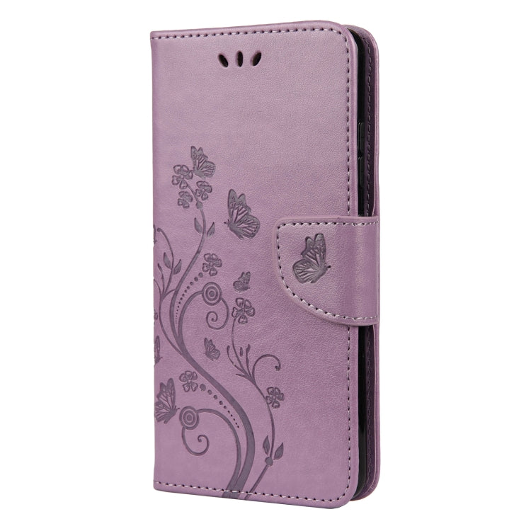 For Samsung Galaxy A32 4G Butterfly Flower Pattern Horizontal Flip Leather Case with Holder & Card Slots & Wallet(Light Purple) by buy2fix