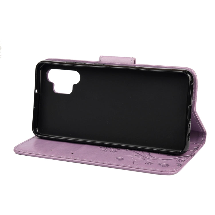 For Samsung Galaxy A32 4G Butterfly Flower Pattern Horizontal Flip Leather Case with Holder & Card Slots & Wallet(Light Purple) by buy2fix