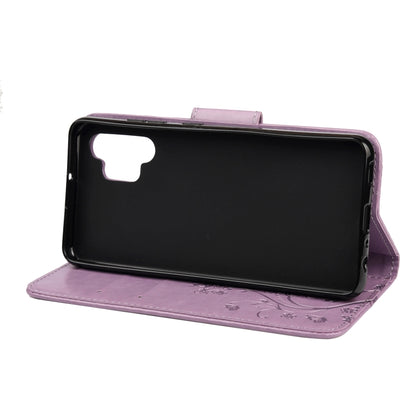 For Samsung Galaxy A32 4G Butterfly Flower Pattern Horizontal Flip Leather Case with Holder & Card Slots & Wallet(Light Purple) by buy2fix
