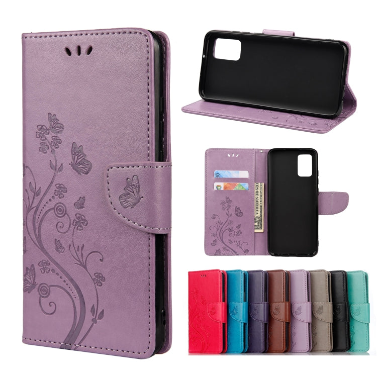 For Samsung Galaxy A32 5G Butterfly Flower Pattern Horizontal Flip Leather Case with Holder & Card Slots & Wallet(Light Purple) by buy2fix