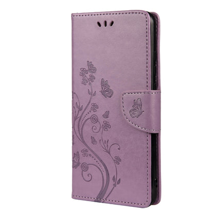 For Samsung Galaxy A32 5G Butterfly Flower Pattern Horizontal Flip Leather Case with Holder & Card Slots & Wallet(Light Purple) by buy2fix