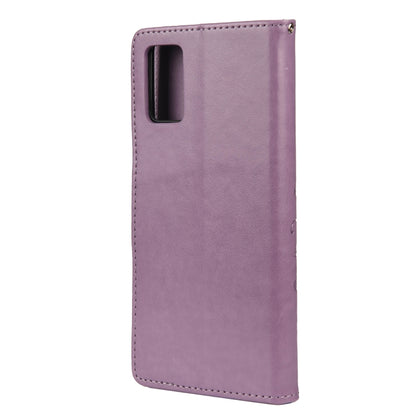For Samsung Galaxy A32 5G Butterfly Flower Pattern Horizontal Flip Leather Case with Holder & Card Slots & Wallet(Light Purple) by buy2fix