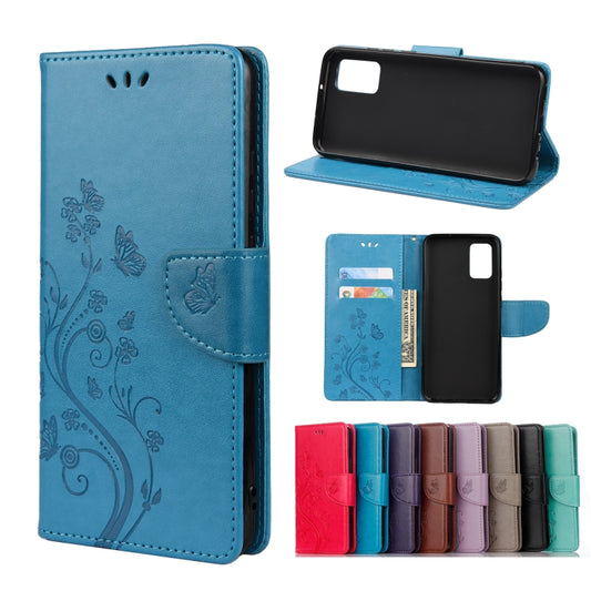 For Samsung Galaxy A32 5G Butterfly Flower Pattern Horizontal Flip Leather Case with Holder & Card Slots & Wallet(Blue) by buy2fix