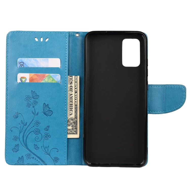 For Samsung Galaxy A32 5G Butterfly Flower Pattern Horizontal Flip Leather Case with Holder & Card Slots & Wallet(Blue) by buy2fix