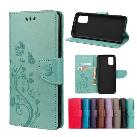 For Samsung Galaxy A32 5G Butterfly Flower Pattern Horizontal Flip Leather Case with Holder & Card Slots & Wallet(Green) by buy2fix
