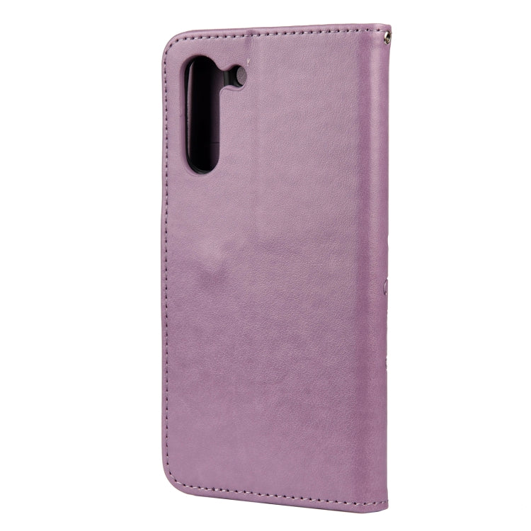 For Samsung Galaxy S21 FE Butterfly Flower Pattern Horizontal Flip Leather Case with Holder & Card Slots & Wallet(Light Purple) by buy2fix