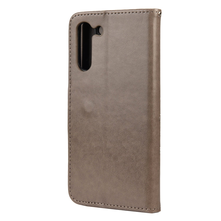 For Samsung Galaxy S21 FE Butterfly Flower Pattern Horizontal Flip Leather Case with Holder & Card Slots & Wallet(Grey) by buy2fix