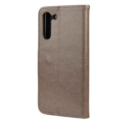 For Samsung Galaxy S21 FE Butterfly Flower Pattern Horizontal Flip Leather Case with Holder & Card Slots & Wallet(Grey) by buy2fix