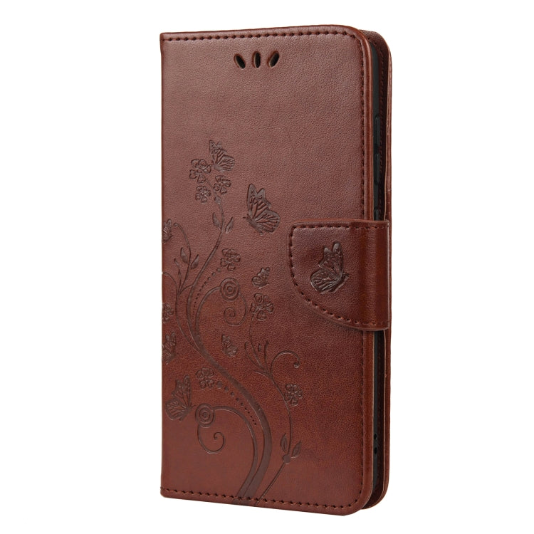 For Samsung Galaxy S21 FE Butterfly Flower Pattern Horizontal Flip Leather Case with Holder & Card Slots & Wallet(Brown) by buy2fix