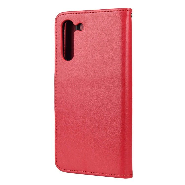 For Samsung Galaxy S21 FE Butterfly Flower Pattern Horizontal Flip Leather Case with Holder & Card Slots & Wallet(Red) by buy2fix