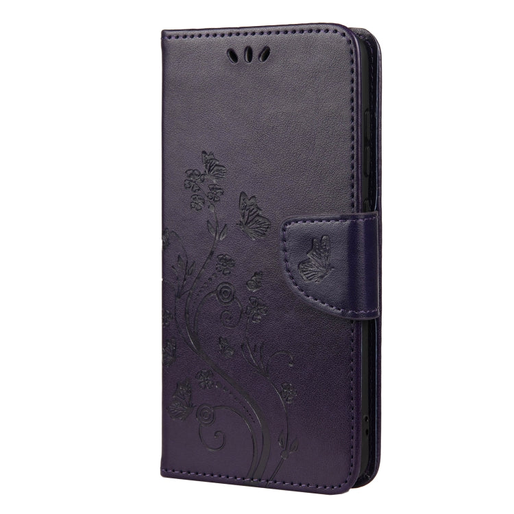 For Samsung Galaxy S21 FE Butterfly Flower Pattern Horizontal Flip Leather Case with Holder & Card Slots & Wallet(Deep Purple) by buy2fix