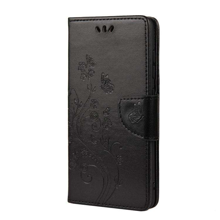 For Samsung Galaxy S21 FE Butterfly Flower Pattern Horizontal Flip Leather Case with Holder & Card Slots & Wallet(Black) by buy2fix