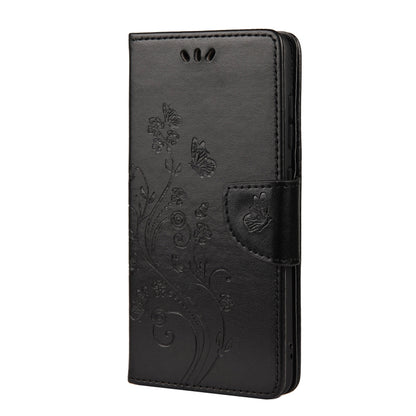 For Samsung Galaxy S21 FE Butterfly Flower Pattern Horizontal Flip Leather Case with Holder & Card Slots & Wallet(Black) by buy2fix