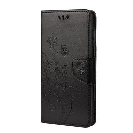 For Samsung Galaxy S21 FE Butterfly Flower Pattern Horizontal Flip Leather Case with Holder & Card Slots & Wallet(Black) by buy2fix
