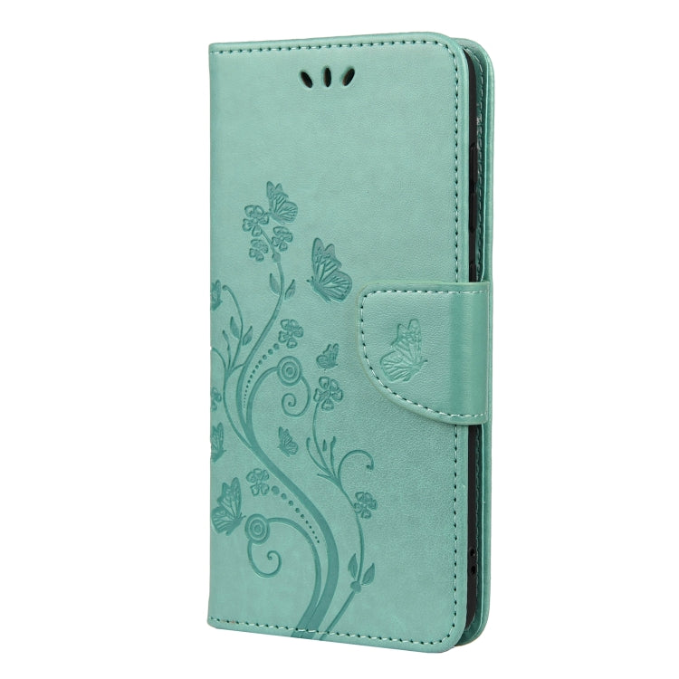 For Samsung Galaxy S21 FE Butterfly Flower Pattern Horizontal Flip Leather Case with Holder & Card Slots & Wallet(Green) by buy2fix