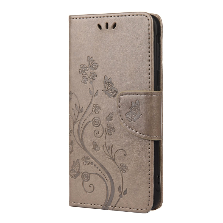 For Samsung Galaxy Xcover 5 Butterfly Flower Pattern Horizontal Flip Leather Case with Holder & Card Slots & Wallet(Grey) by buy2fix