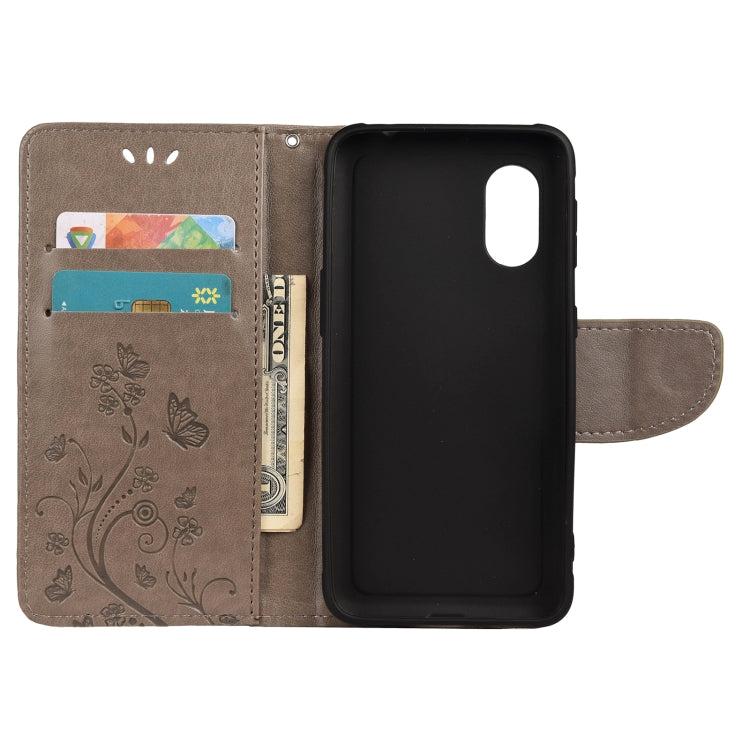 For Samsung Galaxy Xcover 5 Butterfly Flower Pattern Horizontal Flip Leather Case with Holder & Card Slots & Wallet(Grey) by buy2fix