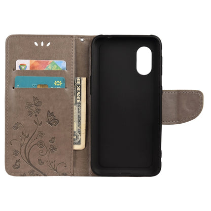 For Samsung Galaxy Xcover 5 Butterfly Flower Pattern Horizontal Flip Leather Case with Holder & Card Slots & Wallet(Grey) by buy2fix