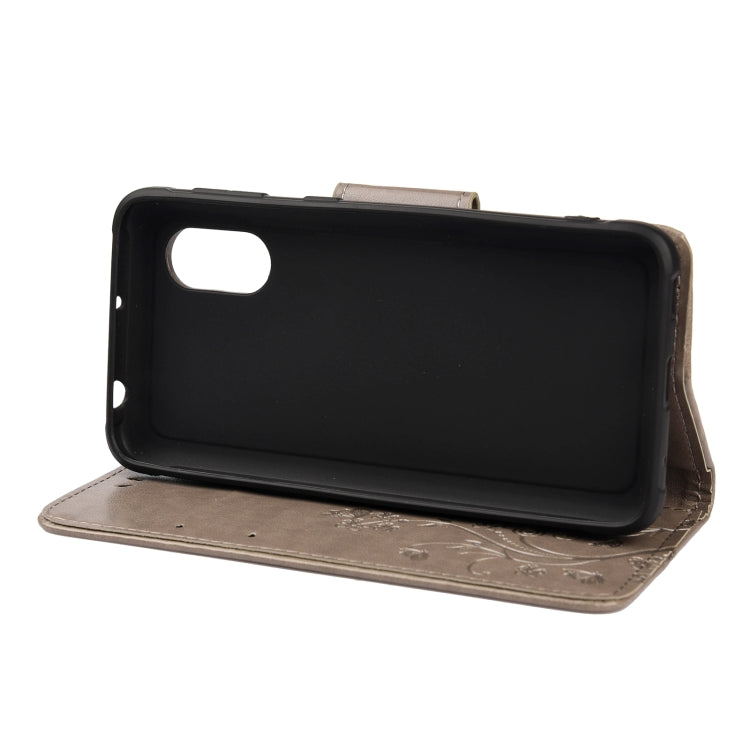 For Samsung Galaxy Xcover 5 Butterfly Flower Pattern Horizontal Flip Leather Case with Holder & Card Slots & Wallet(Grey) by buy2fix