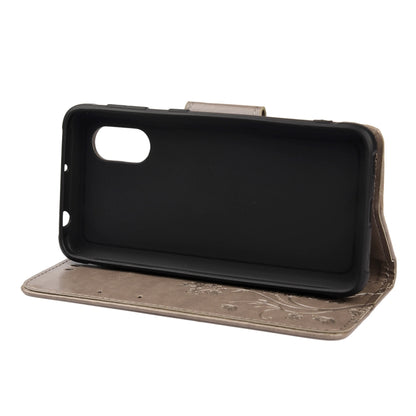 For Samsung Galaxy Xcover 5 Butterfly Flower Pattern Horizontal Flip Leather Case with Holder & Card Slots & Wallet(Grey) by buy2fix