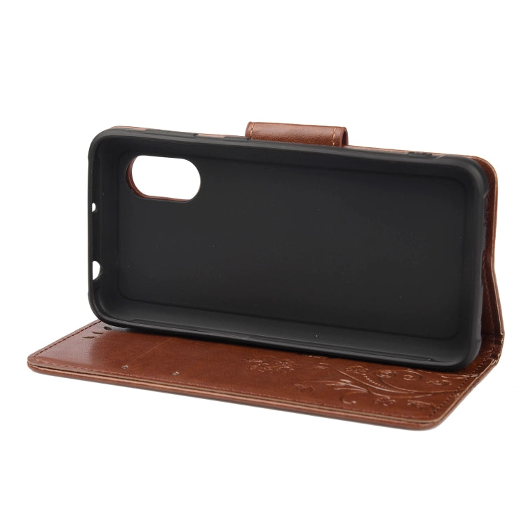 For Samsung Galaxy Xcover 5 Butterfly Flower Pattern Horizontal Flip Leather Case with Holder & Card Slots & Wallet(Brown) by buy2fix