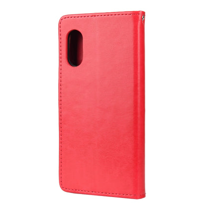 For Samsung Galaxy Xcover 5 Butterfly Flower Pattern Horizontal Flip Leather Case with Holder & Card Slots & Wallet(Red) by buy2fix