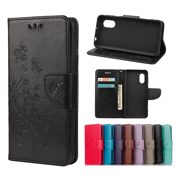 For Samsung Galaxy Xcover 5 Butterfly Flower Pattern Horizontal Flip Leather Case with Holder & Card Slots & Wallet(Black) by buy2fix