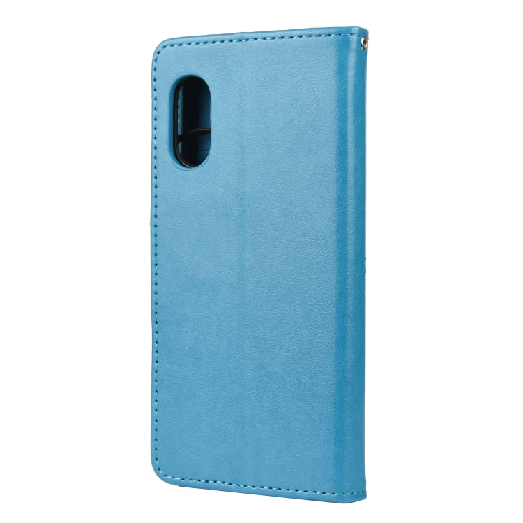 For Samsung Galaxy Xcover 5 Butterfly Flower Pattern Horizontal Flip Leather Case with Holder & Card Slots & Wallet(Blue) by buy2fix