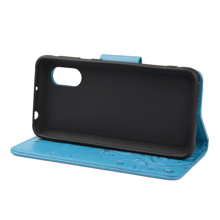 For Samsung Galaxy Xcover 5 Butterfly Flower Pattern Horizontal Flip Leather Case with Holder & Card Slots & Wallet(Blue) by buy2fix