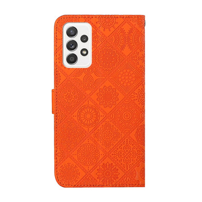 For Samsung Galaxy A52 5G / 4G Ethnic Style Embossed Pattern Horizontal Flip Leather Case with Holder & Card Slots & Wallet & Lanyard(Orange) by buy2fix