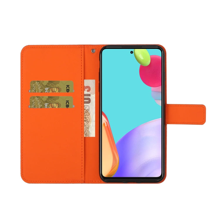For Samsung Galaxy A52 5G / 4G Ethnic Style Embossed Pattern Horizontal Flip Leather Case with Holder & Card Slots & Wallet & Lanyard(Orange) by buy2fix