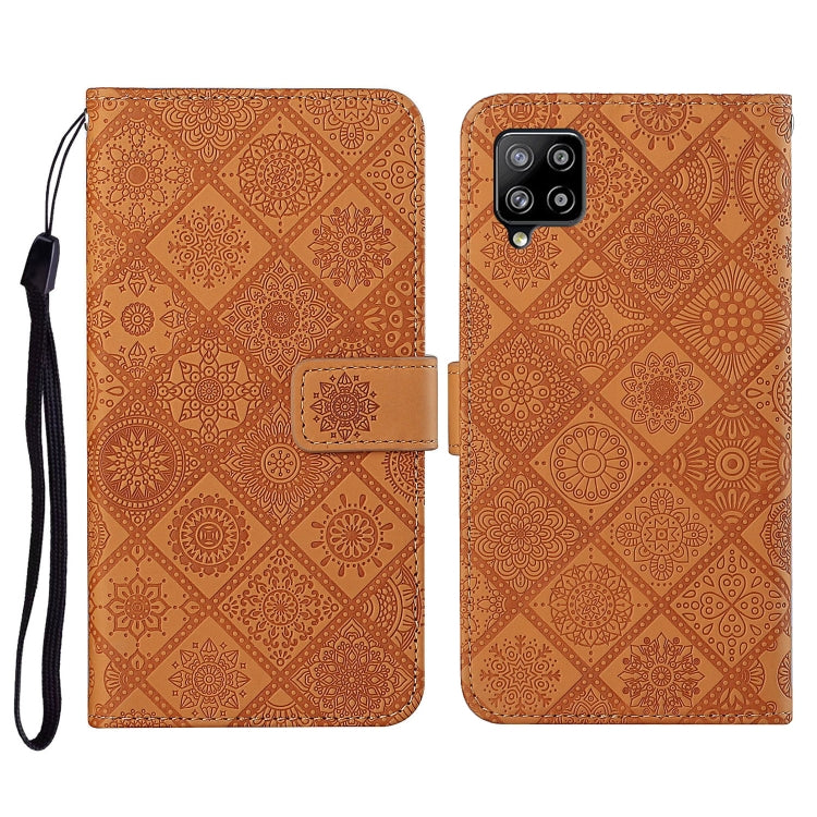 For Samsung Galaxy A22 4G Ethnic Style Embossed Pattern Horizontal Flip Leather Case with Holder & Card Slots & Wallet & Lanyard(Brown) by buy2fix