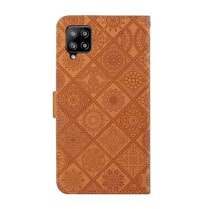 For Samsung Galaxy A22 4G Ethnic Style Embossed Pattern Horizontal Flip Leather Case with Holder & Card Slots & Wallet & Lanyard(Brown) by buy2fix