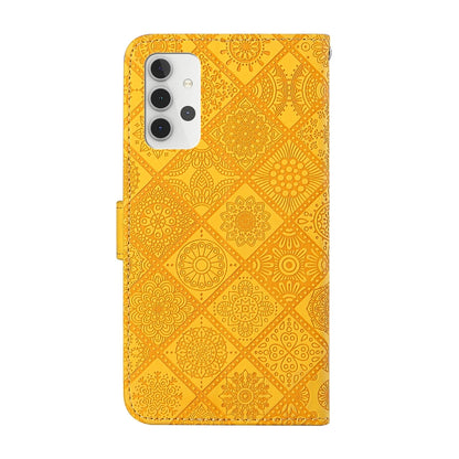 For Samsung Galaxy A32 4G Ethnic Style Embossed Pattern Horizontal Flip Leather Case with Holder & Card Slots & Wallet & Lanyard(Yellow) by buy2fix