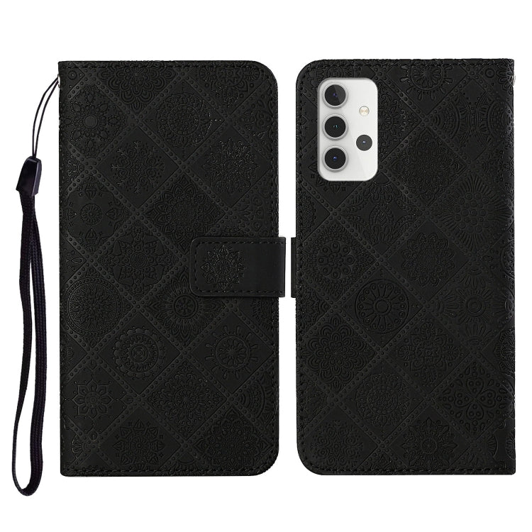 For Samsung Galaxy A32 5G Ethnic Style Embossed Pattern Horizontal Flip Leather Case with Holder & Card Slots & Wallet & Lanyard(Black) by buy2fix