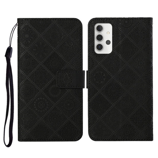 For Samsung Galaxy A32 5G Ethnic Style Embossed Pattern Horizontal Flip Leather Case with Holder & Card Slots & Wallet & Lanyard(Black) by buy2fix