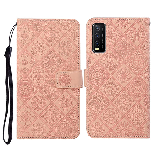 For vivo Y20 Ethnic Style Embossed Pattern Horizontal Flip Leather Case with Holder & Card Slots & Wallet & Lanyard(Pink) - vivo Cases by buy2fix | Online Shopping UK | buy2fix