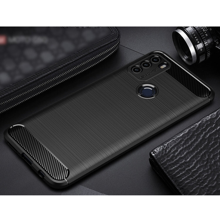 For Motorola Moto G50 Brushed Texture Carbon Fiber TPU Case(Black) - Motorola Cases by buy2fix | Online Shopping UK | buy2fix