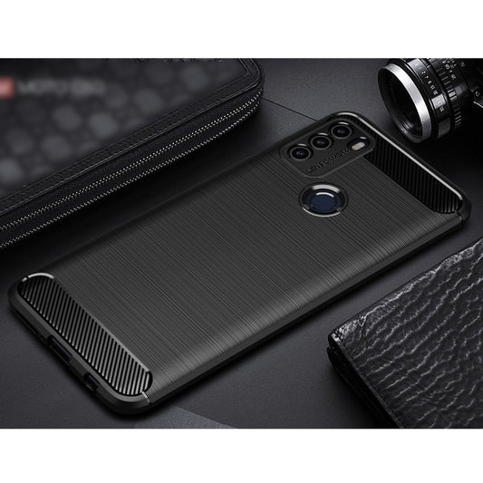 For Motorola Moto G50 Brushed Texture Carbon Fiber TPU Case(Black) - Motorola Cases by buy2fix | Online Shopping UK | buy2fix