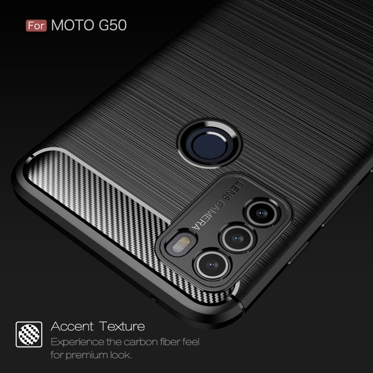 For Motorola Moto G50 Brushed Texture Carbon Fiber TPU Case(Black) - Motorola Cases by buy2fix | Online Shopping UK | buy2fix