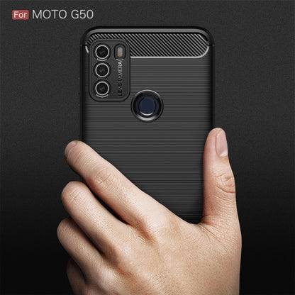 For Motorola Moto G50 Brushed Texture Carbon Fiber TPU Case(Black) - Motorola Cases by buy2fix | Online Shopping UK | buy2fix