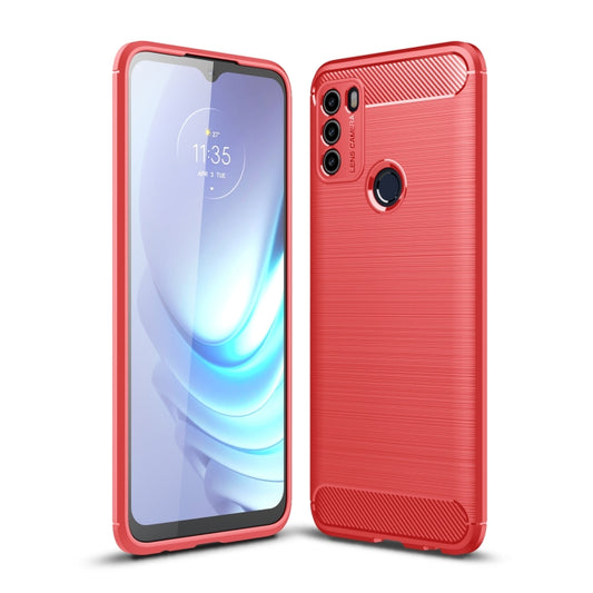 For Motorola Moto G50 Brushed Texture Carbon Fiber TPU Case(Red) - Motorola Cases by buy2fix | Online Shopping UK | buy2fix