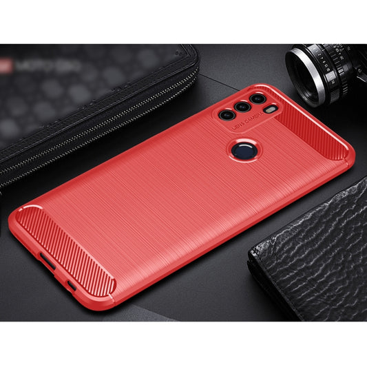 For Motorola Moto G50 Brushed Texture Carbon Fiber TPU Case(Red) - Motorola Cases by buy2fix | Online Shopping UK | buy2fix
