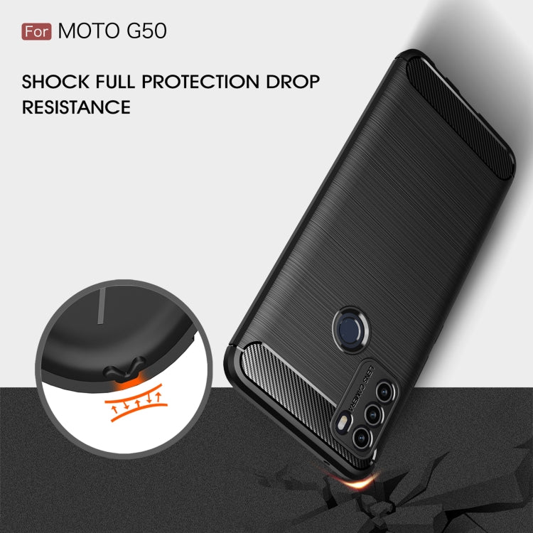 For Motorola Moto G50 Brushed Texture Carbon Fiber TPU Case(Red) - Motorola Cases by buy2fix | Online Shopping UK | buy2fix